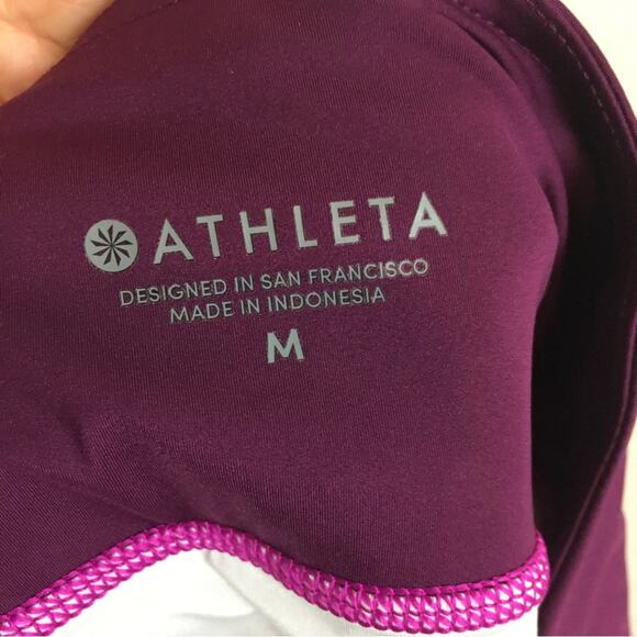 Athleta Maroon Pink White Athletic Shorts with Liner Medium - Picture 3 of 6